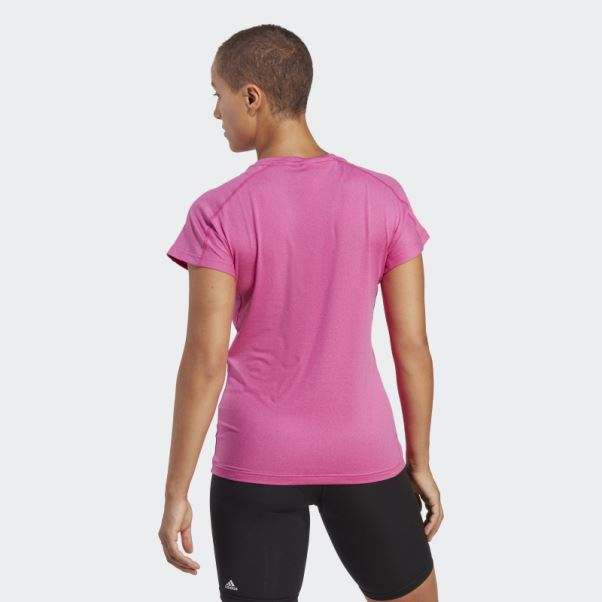 Aeroready Train Essentials T-shirt à Col En V Avec Logo Minimal Adidas Fuchsia
