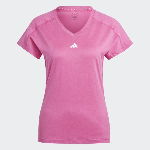 Aeroready Train Essentials T-shirt à Col En V Avec Logo Minimal Adidas Fuchsia