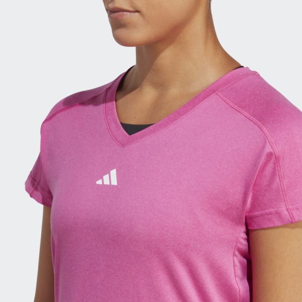 Aeroready Train Essentials T-shirt à Col En V Avec Logo Minimal Adidas Fuchsia