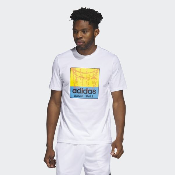 T-shirt Graphique De Basket-ball à Chaîne Blanche Adidas