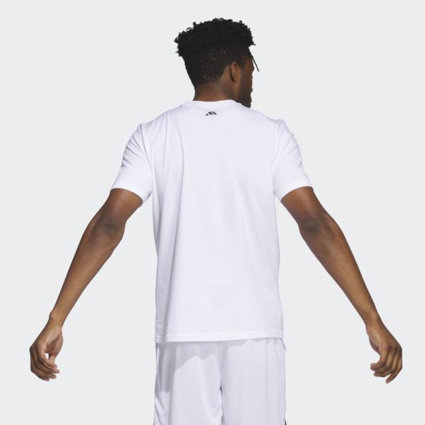 T-shirt Graphique De Basket-ball à Chaîne Blanche Adidas