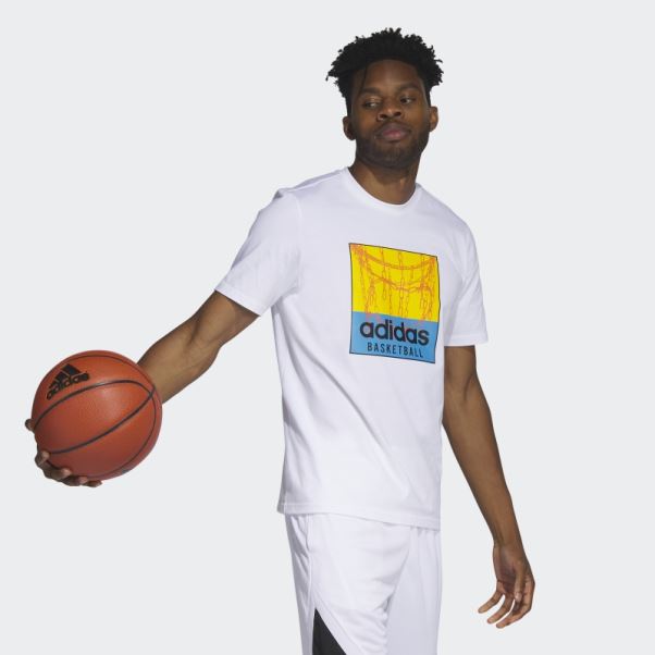T-shirt Graphique De Basket-ball à Chaîne Blanche Adidas
