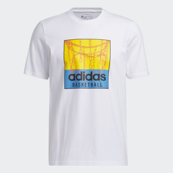 T-shirt Graphique De Basket-ball à Chaîne Blanche Adidas
