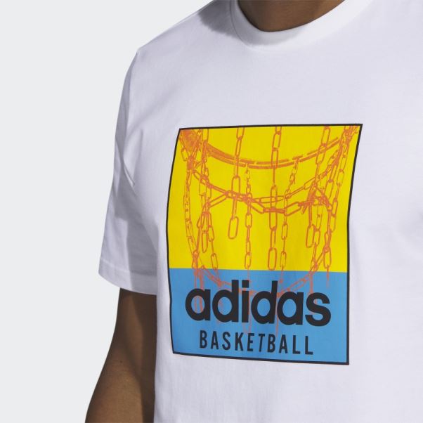 T-shirt Graphique De Basket-ball à Chaîne Blanche Adidas