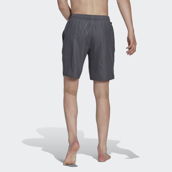 Short De Bain 3 Bandes Longueur Classique Adidas Gris