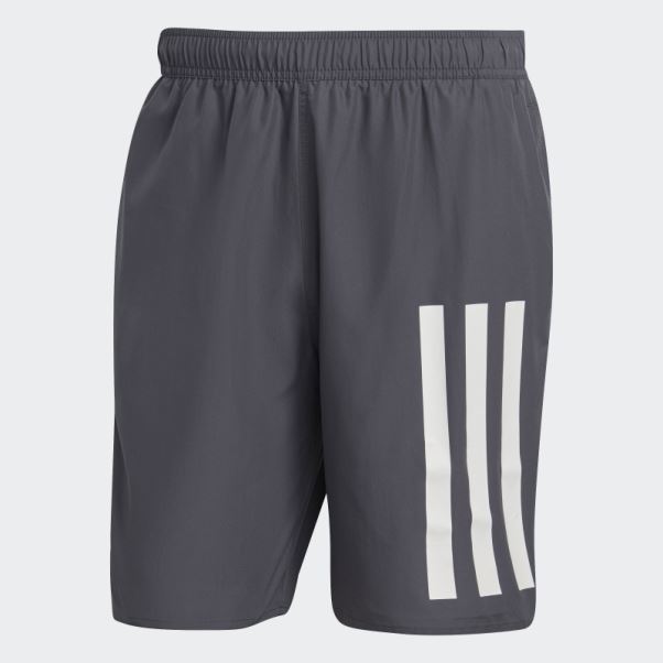 Short De Bain 3 Bandes Longueur Classique Adidas Gris