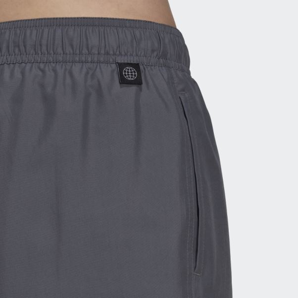 Short De Bain 3 Bandes Longueur Classique Adidas Gris