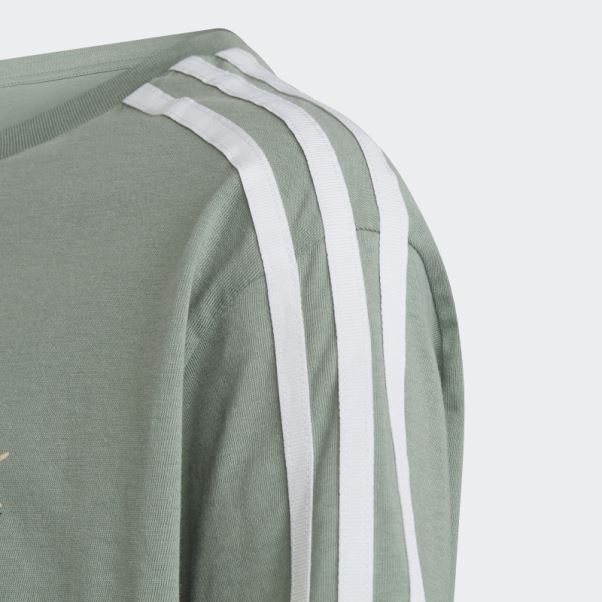 T-shirt Crop Imprimé Animal Adidas Vert Argent