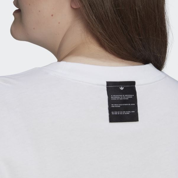 T-shirt Court Blanc à Manches Longues (taille Plus) Adidas