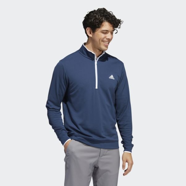 Sweat Quart De Zip Bleu Marine Adidas