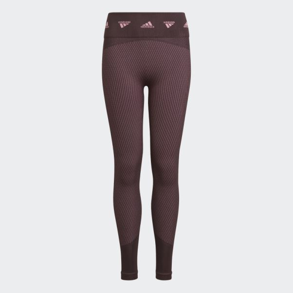 Collants D'entraînement Sans Couture Adidas Aeroknit Bordeaux Mode