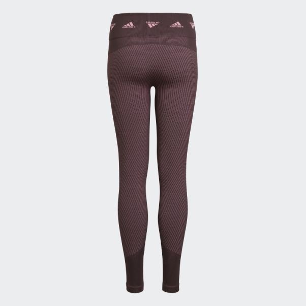 Collants D'entraînement Sans Couture Adidas Aeroknit Bordeaux Mode