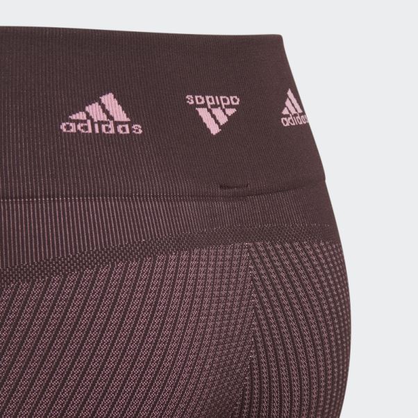 Collants D'entraînement Sans Couture Adidas Aeroknit Bordeaux Mode