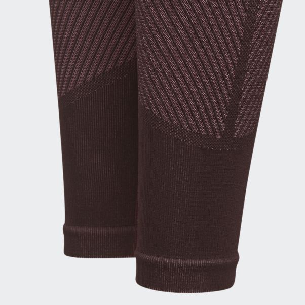 Collants D'entraînement Sans Couture Adidas Aeroknit Bordeaux Mode
