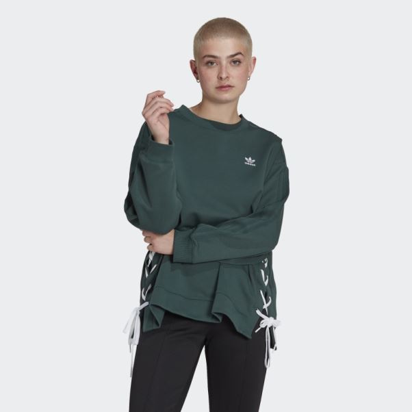 Sweat Ras Du Cou à Lacets Always Original Vert Minéral Adidas