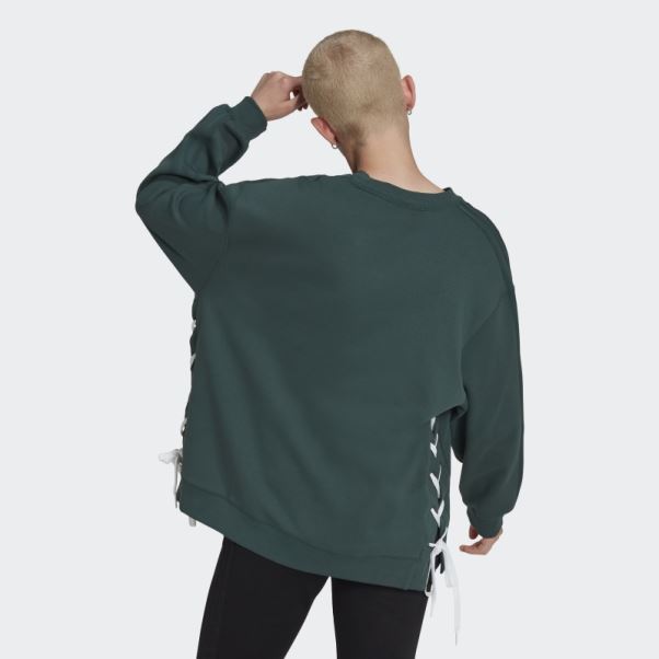 Sweat Ras Du Cou à Lacets Adidas Vert Minéral Always Original