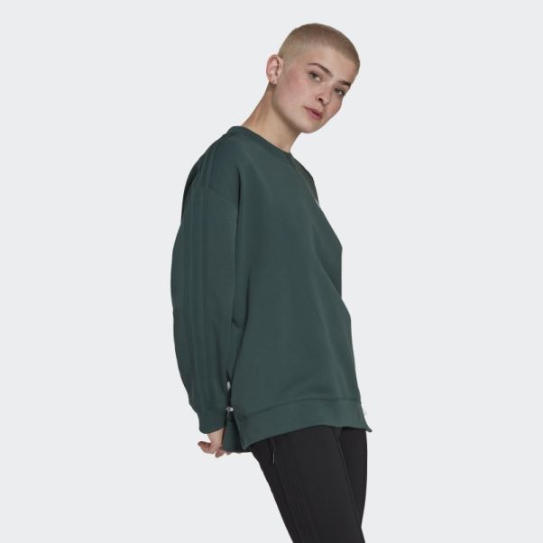 Sweat Ras Du Cou à Lacets Adidas Vert Minéral Always Original