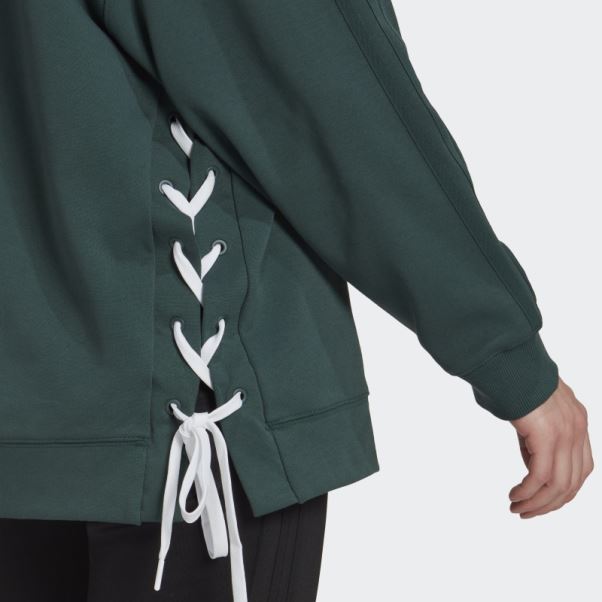 Sweat Ras Du Cou à Lacets Adidas Vert Minéral Always Original