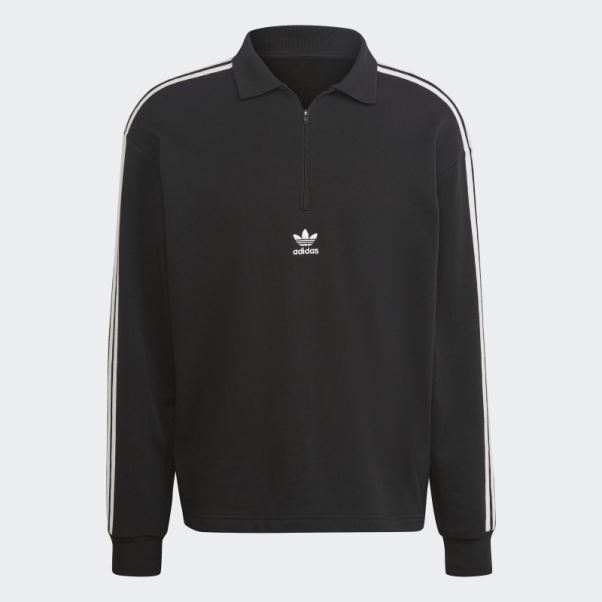 Polo Adicolor 3 Bandes Manches Longues Noir Adidas
