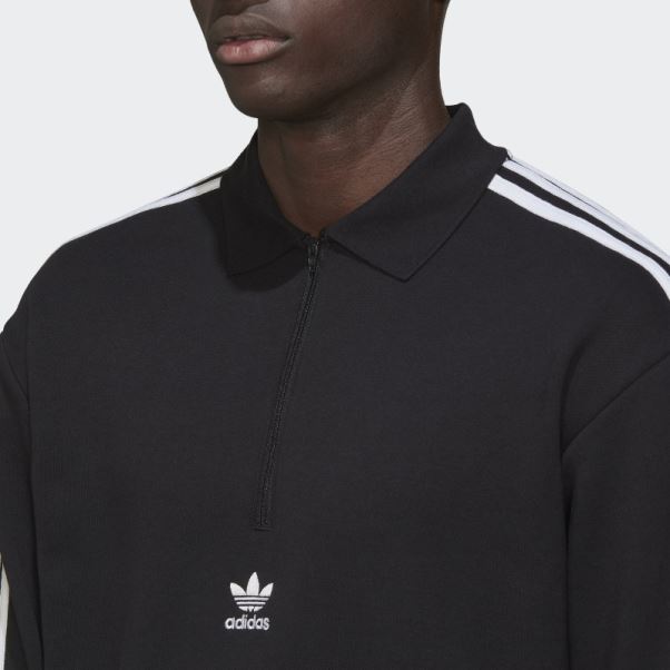Polo Adicolor 3 Bandes Manches Longues Noir Adidas