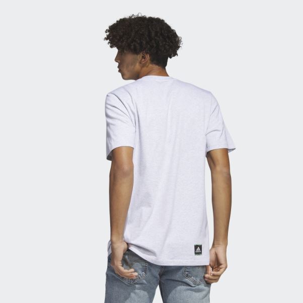 T-shirt Graphique Adidas Power Logo Gris Clair Chiné Fashion