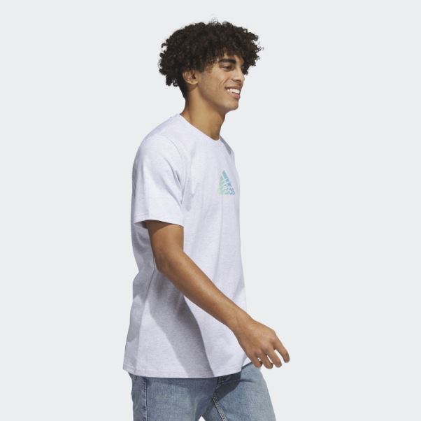 T-shirt Graphique Adidas Power Logo Gris Clair Chiné Fashion