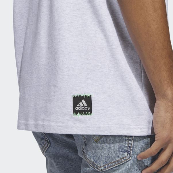 T-shirt Graphique Adidas Power Logo Gris Clair Chiné Fashion