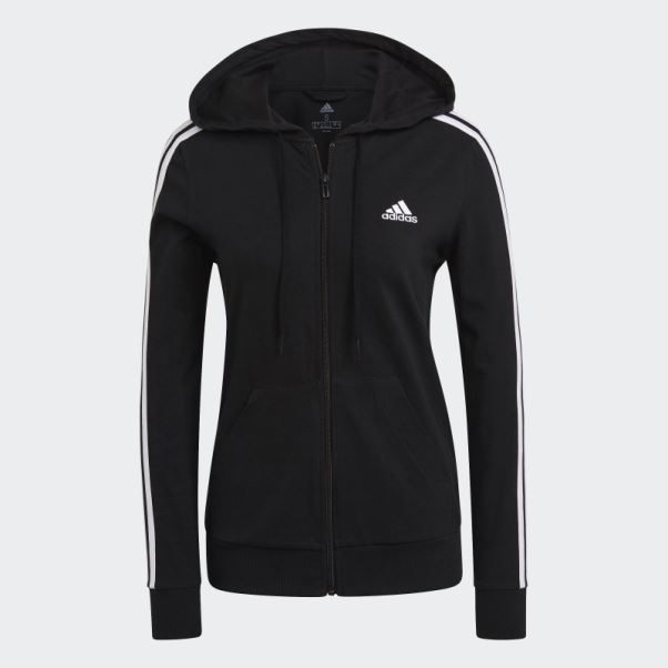 Sweat à Capuche Zippé Adidas Essentials 3 Bandes Noir