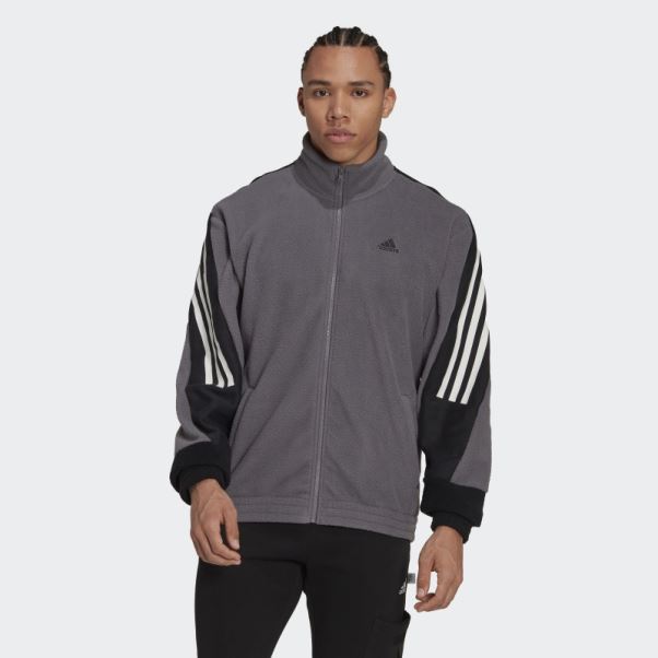 Adidas Future Icons 3-Stripes Polar Fleece Top Gris Trace