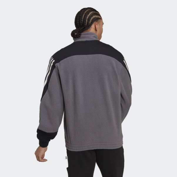 Adidas Future Icons 3-Stripes Polar Fleece Top Gris Trace