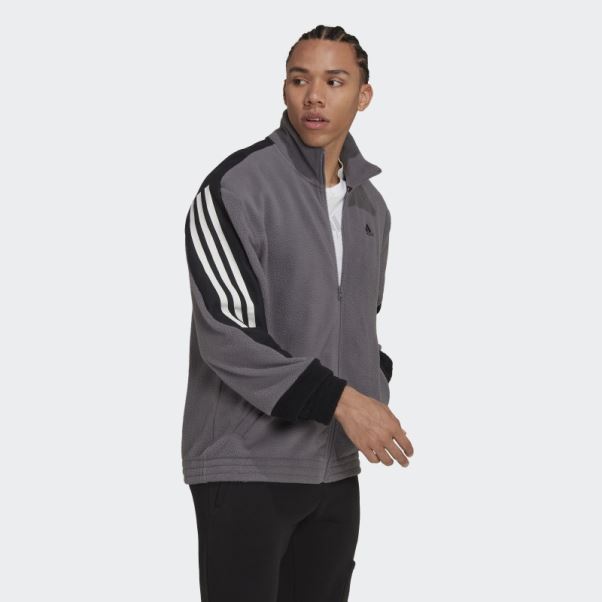 Adidas Future Icons 3-Stripes Polar Fleece Top Gris Trace