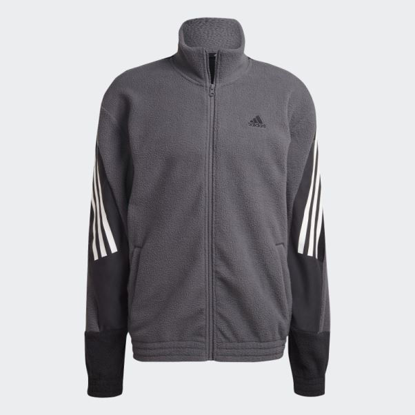 Adidas Future Icons 3-Stripes Polar Fleece Top Gris Trace