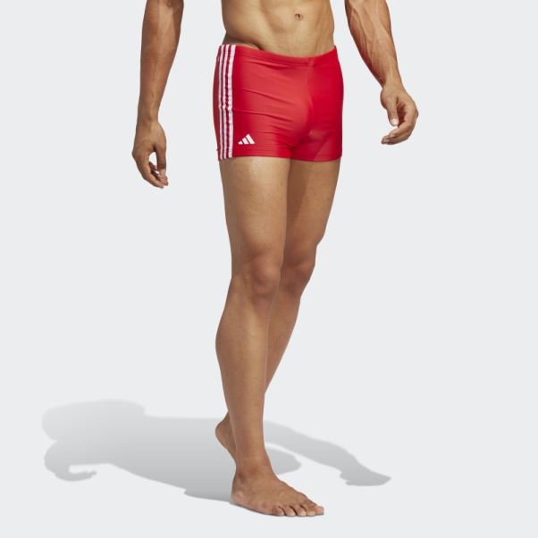 Boxer De Bain Classique à 3 Bandes écarlate Adidas