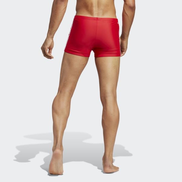 Boxer De Bain Classique à 3 Bandes écarlate Adidas