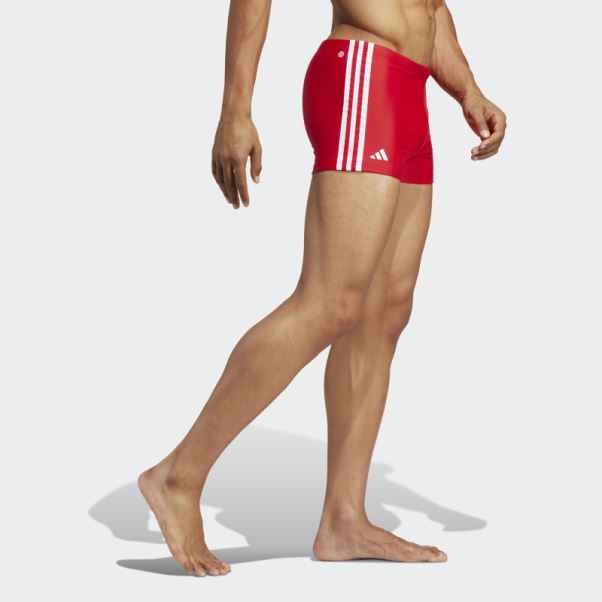 Boxer De Bain Classique à 3 Bandes écarlate Adidas