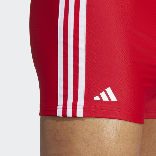 Boxer De Bain Classique à 3 Bandes écarlate Adidas