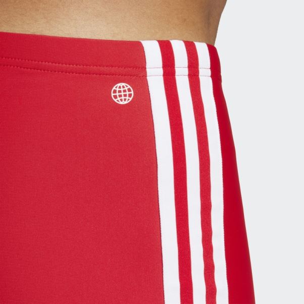 Boxer De Bain Classique à 3 Bandes écarlate Adidas