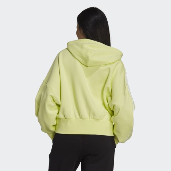 Sweat à Capuche Court Adidas Adicolor Classics Satin Tape Jaune