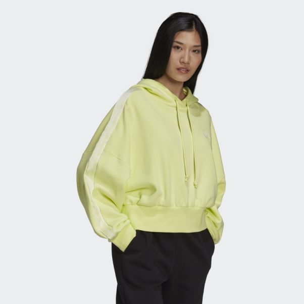 Sweat à Capuche Court Adidas Adicolor Classics Satin Tape Jaune