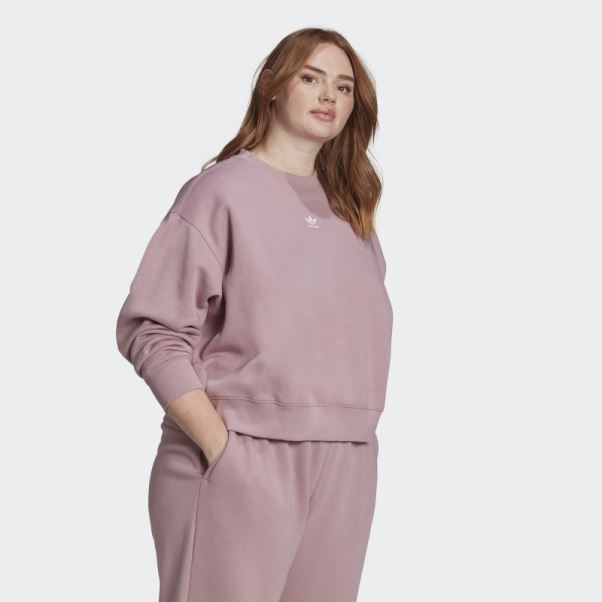 Sweat Adicolor Essentials Crew (taille Plus) Mauve Adidas
