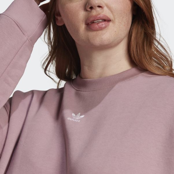 Sweat Adicolor Essentials Crew (taille Plus) Mauve Adidas