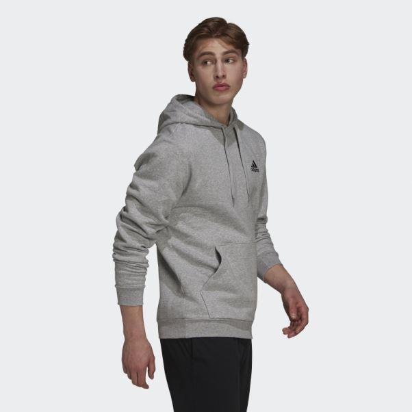 Sweat à Capuche Adidas Essentials Gris Moyen En Polaire