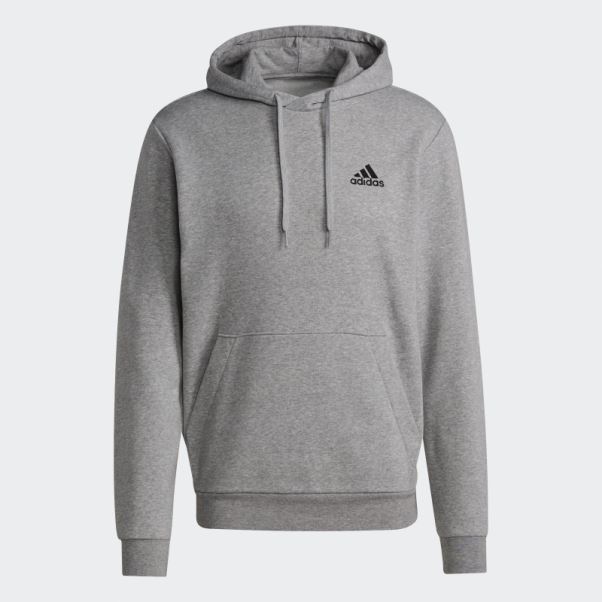 Sweat à Capuche Adidas Essentials Gris Moyen En Polaire