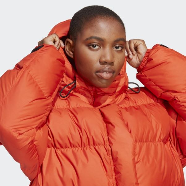 Adidas By Stella Mccartney Veste D'hiver Matelassée Mi-longue Mode Cayenne Brûlé