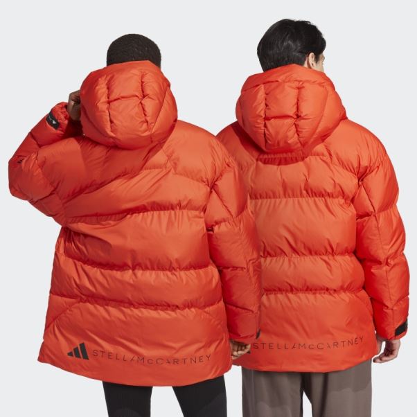 Adidas By Stella Mccartney Veste D'hiver Matelassée Mi-longue Mode Cayenne Brûlé