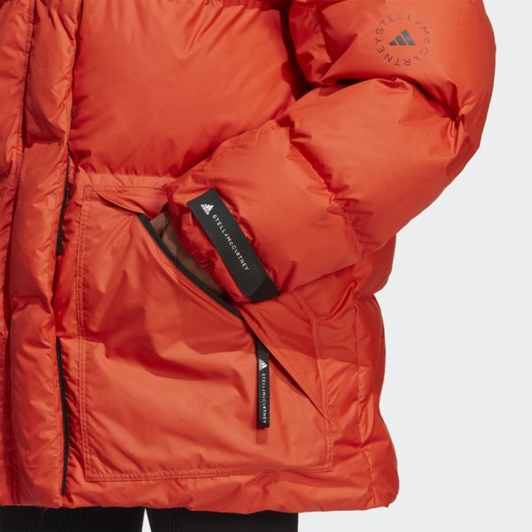 Adidas By Stella Mccartney Veste D'hiver Matelassée Mi-longue Mode Cayenne Brûlé