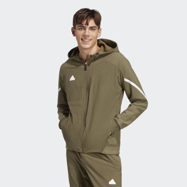 Veste De Survêtement Entièrement Zippée Conçue 4 Gameday Premium Adidas Olive