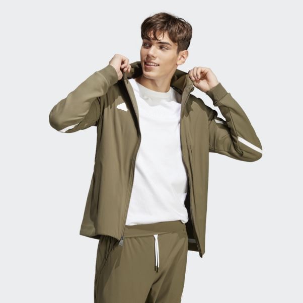 Haut De Survêtement Entièrement Zippé Adidas Olive Designed 4 Gameday Premium