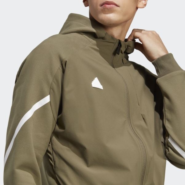 Haut De Survêtement Entièrement Zippé Adidas Olive Designed 4 Gameday Premium