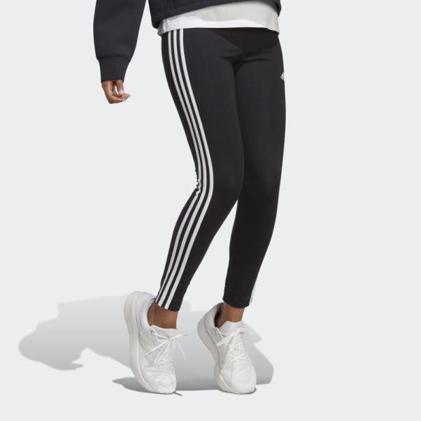 Legging En Jersey Simple Taille Haute à 3 Bandes Essentials Noir Adidas